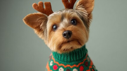 Festive dog wearing Christmas sweater