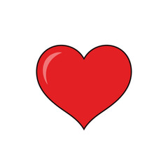 A simple red heart illustration with a white highlight on a white background for valentine's day design