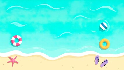 Naklejka premium summer vector background with beach illustrations for banners, cards, flyers, social media wallpapers