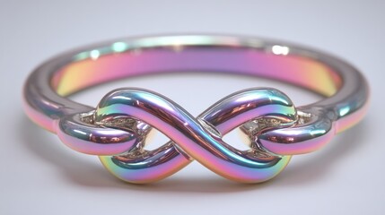 Fototapeta premium Colorful infinity knot ring design close-up.