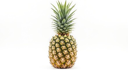 Fototapeta premium Ripe Pineapple Close-Up on White Backdrop, Tropical Fruit, Healthy Food, Delicious, Juicy, Vegan Diet, Fresh Produce, Sweet Treat.