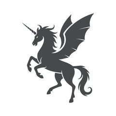 Winged Unicorn Silhouette Vector Illustration: A Symbol of Grace, Power, and Mystical Beauty in a Striking Design for Creative Projects and Artistic Designs