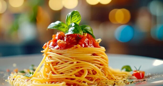 Pasta dish with tomato sauce