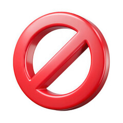 Glossy red prohibition symbol isolated on transparent background