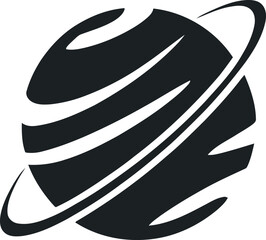 Abstract Planet with Rings Vector Illustration: Cosmic Body, Celestial Object, and Space Element for Graphic Design, Science, or Educational Material Concepts