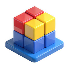 Obraz premium Colorful building blocks stacked together isolated on transparent background