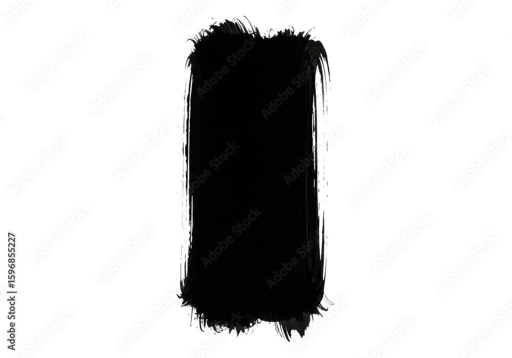 Fototapete a prominent, vertical, black rectangular brush stroke with rugged, textured edges and authentic mark