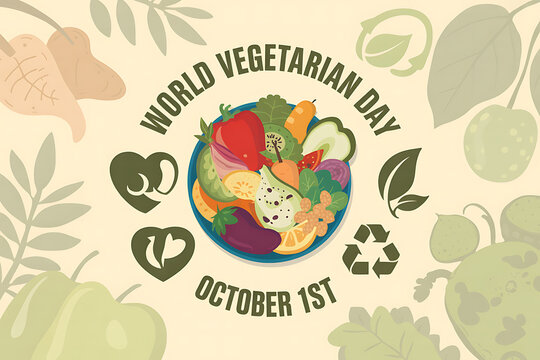 Celebrate World Vegetarian Day with a bowl of colorful vegetables and promote healthy eating on October first.