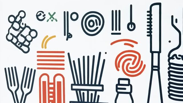 Delicate Food Elements Icon Design for Culinary Projects and Recipe Illustrations