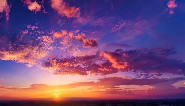 sunset sky clouds in the evening with red orange yellow and purple sunlight on golden hour after sundown romantic sky in summer on dusk twilight - Powered by Adobe