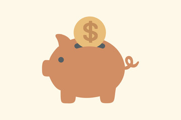 Minimalist illustration depicting a piggy bank being utilized symbolically for savings and wealth accumulation. Perfect for representing financial management, budgeting, and economic concepts.