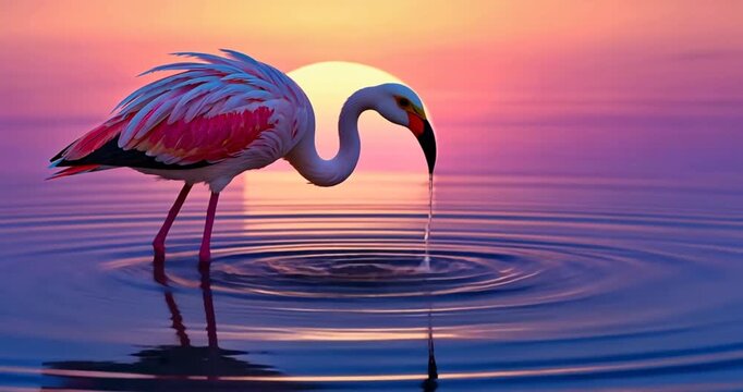 Pink flamingo sunset sunrise