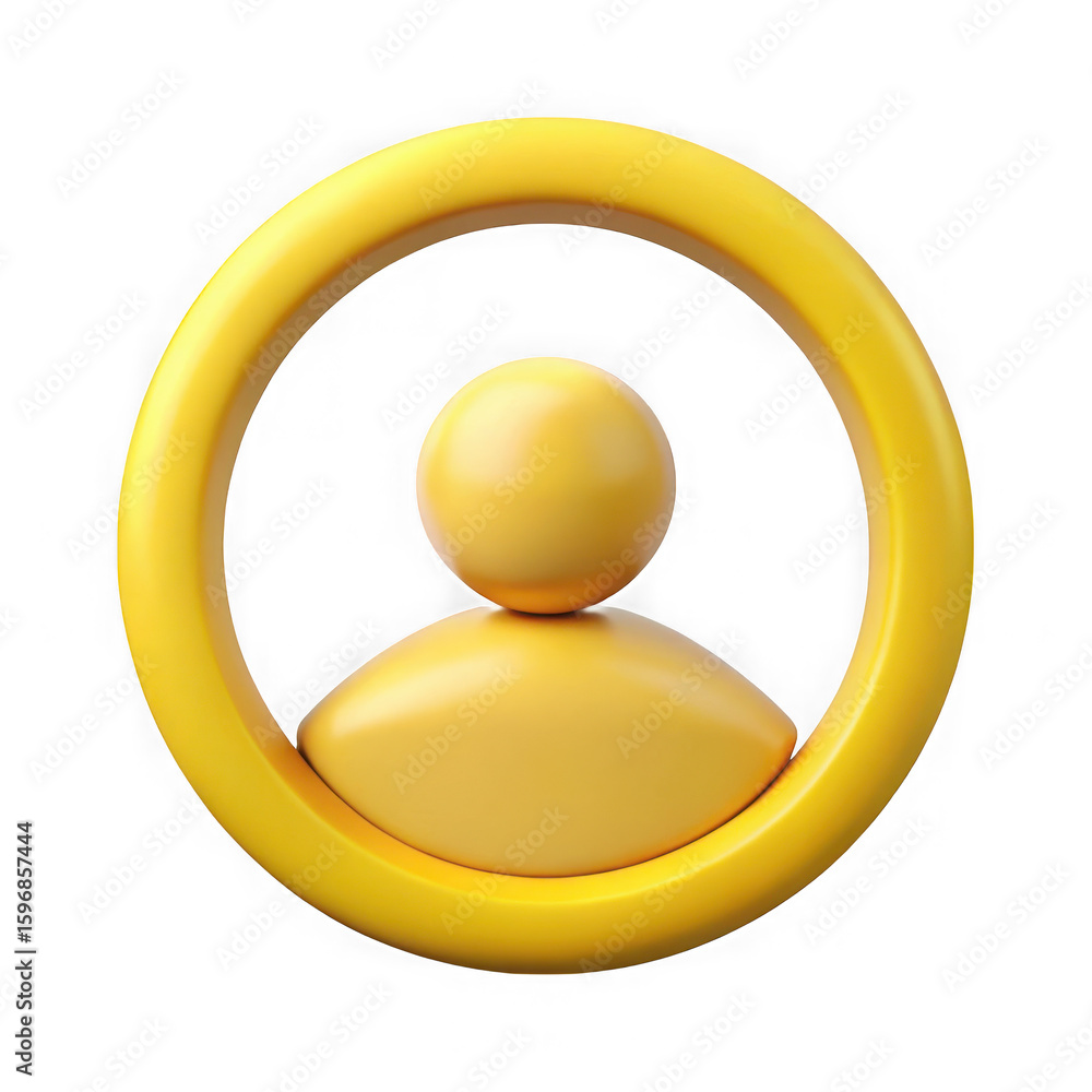 Poster stylized yellow person icon inside a circular frame isolated on transparent background