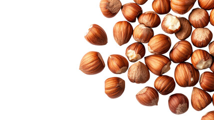 Fototapeta premium Pile of Hazelnuts on Transparent Backdrop Delicious Ingredient for Baking and Snacking