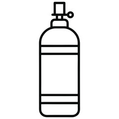 Vector illustration of an isolated black Oxygen cylinder