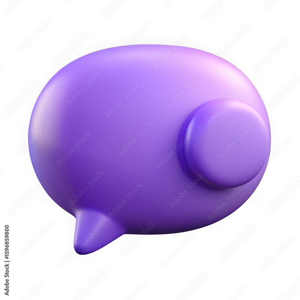 Poster 3d purple speech bubble icon with a circular element isolated on transparent background