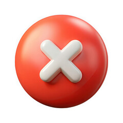 Obraz premium 3d red circle with white cross symbol isolated on transparent background