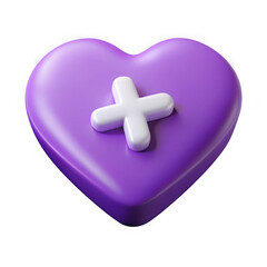 Obraz premium Purple heart with white plus symbol isolated on transparent background