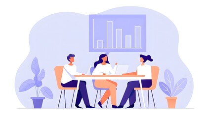 Team Meeting in Modern Office - Business Collaboration and Analysis