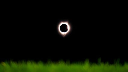 Total Solar Eclipse Over Field of Green Grass