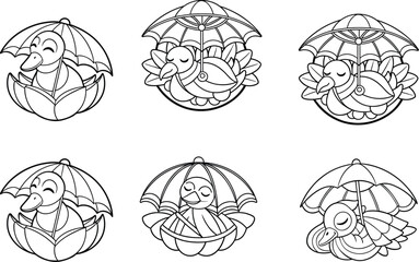 Set of duck animal vectors.