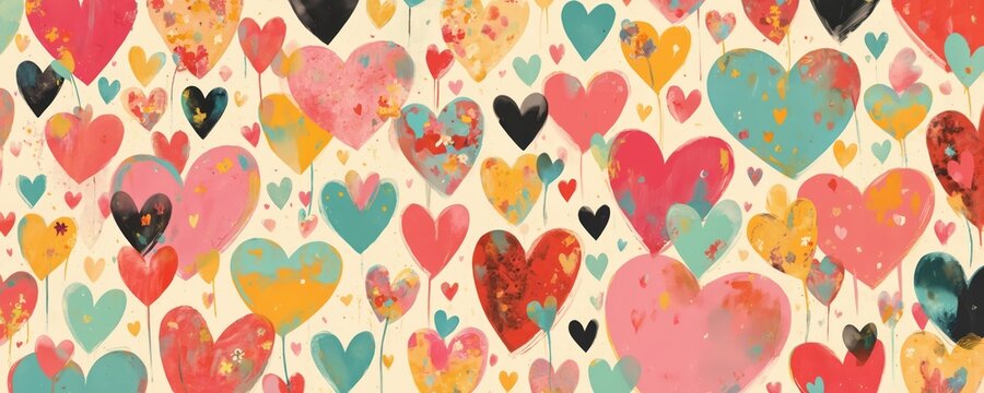 Colorful collage of geometric shapes creates vibrant loving atmosphere. Various objects, predominantly blue, green, pink colors. Movement, depth, space, warm colors, red, pink enhance energy, harmony.