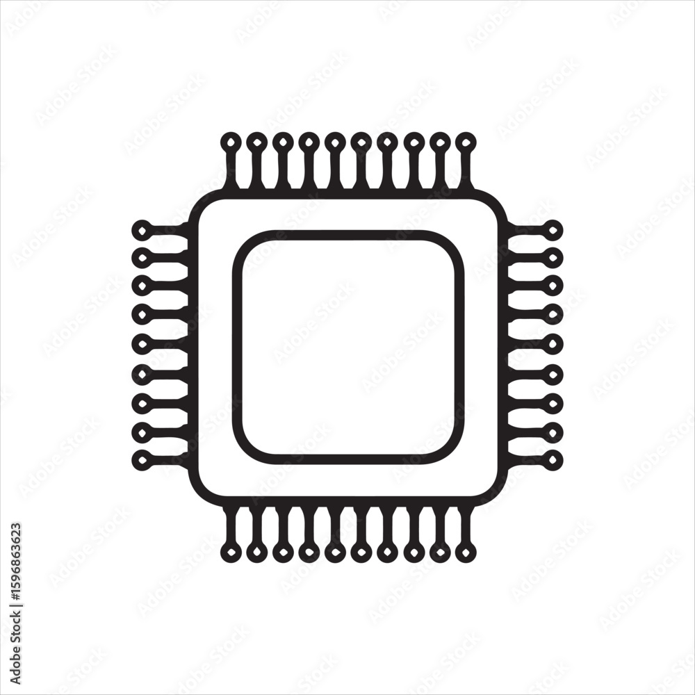Poster simple depiction of a computer chip silhouette minimalist design representing modern technology and 