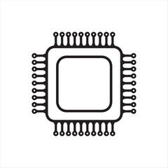 Simple Depiction of a Computer Chip Silhouette Minimalist Design Representing Modern Technology and Integrated Circuits for Electronics and Computing