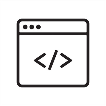 Computer Programming Icon Depicting Code Window for Software Development and Website Creation in a Minimalist Style