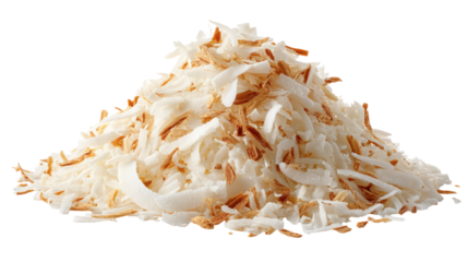 Shredded Coconut Pile on Transparent Background for Baking and Culinary Applications