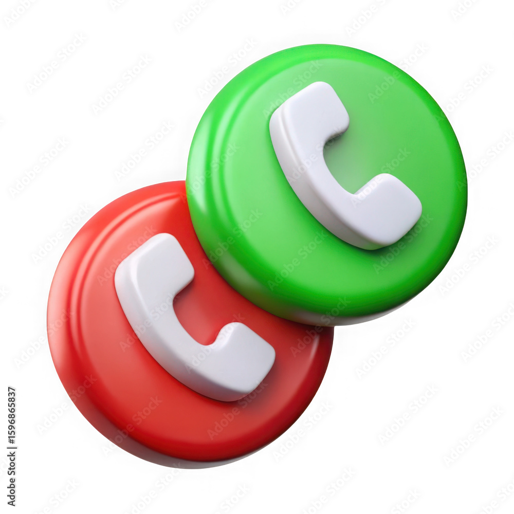 Aufkleber red and green phone icons for call accept and reject isolated on transparent background