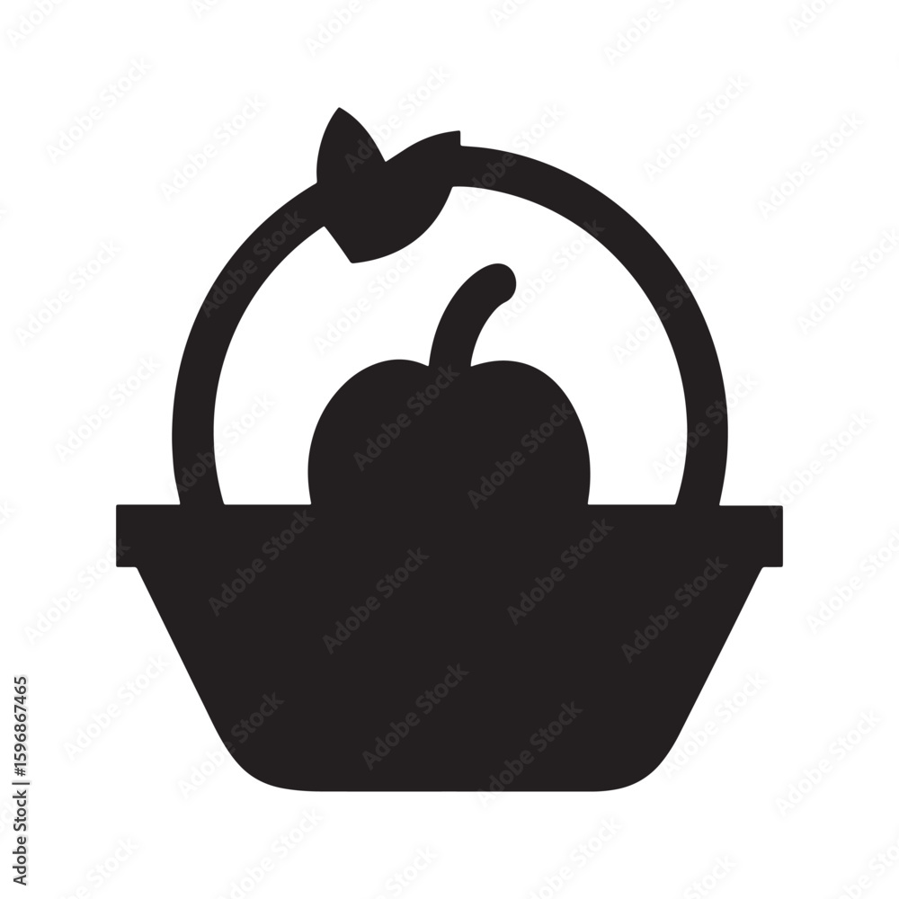 Poster Clean silhouette graphic of a fruit basket suitable for logos and icons rendered in a versatile vector format with multiple color options