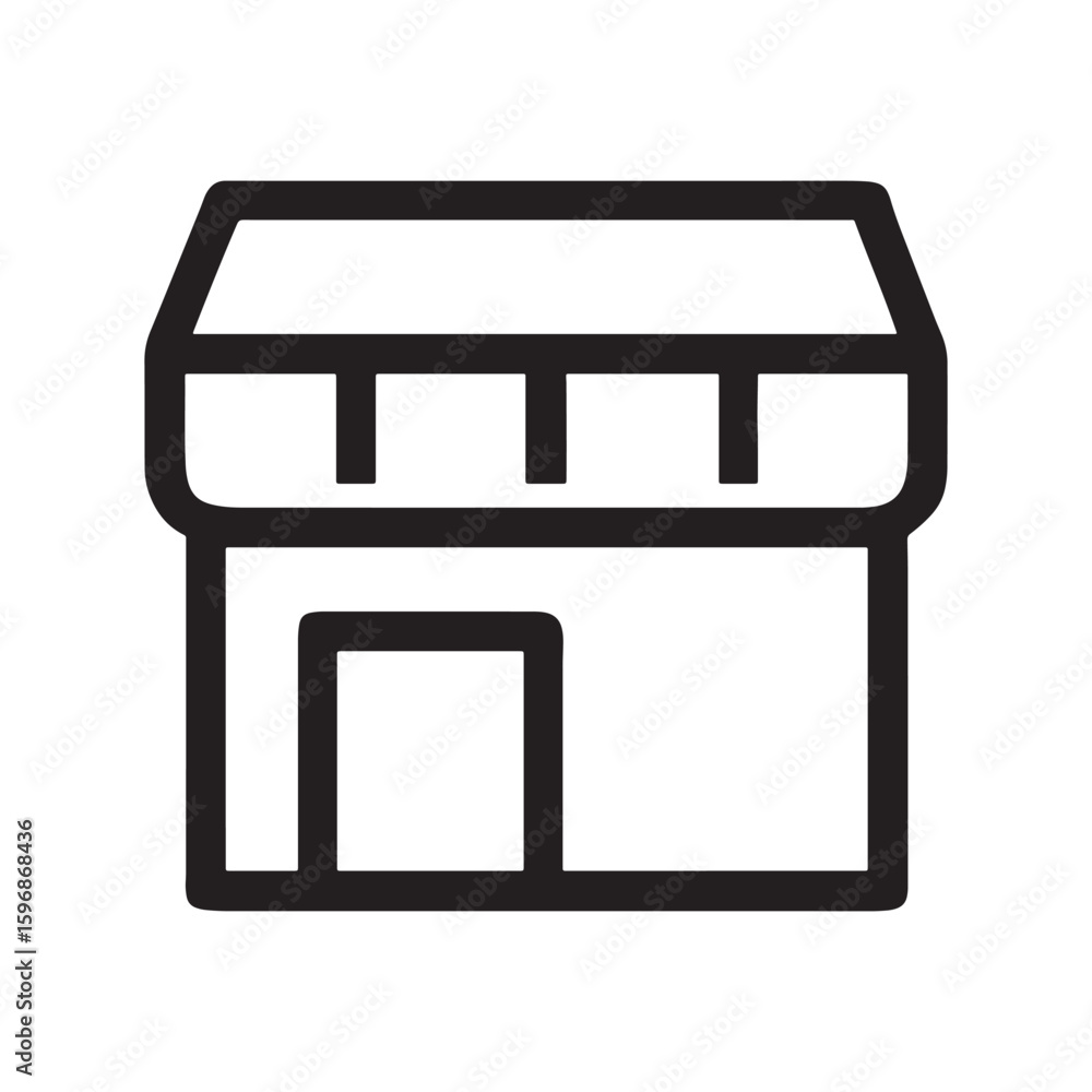 Poster minimalist storefront outline design with a silhouette suitable for logos and branding created in ad