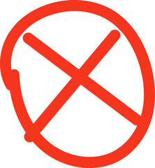 Obraz premium Hand drawn red arrow icon. up left right down arrows. Cross mark, circle, square, check mark icon design collection for business and education vector design element.