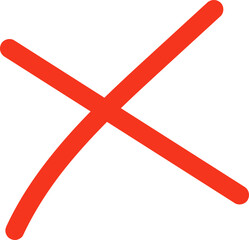 Obraz premium Hand drawn red arrow icon. up left right down arrows. Cross mark, circle, square, check mark icon design collection for business and education vector design element.