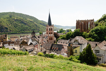 Panoramic view of the city of Bacharach in Rhine valley in Rhineland-Palatinate, Bacharach, Hessen, Germany