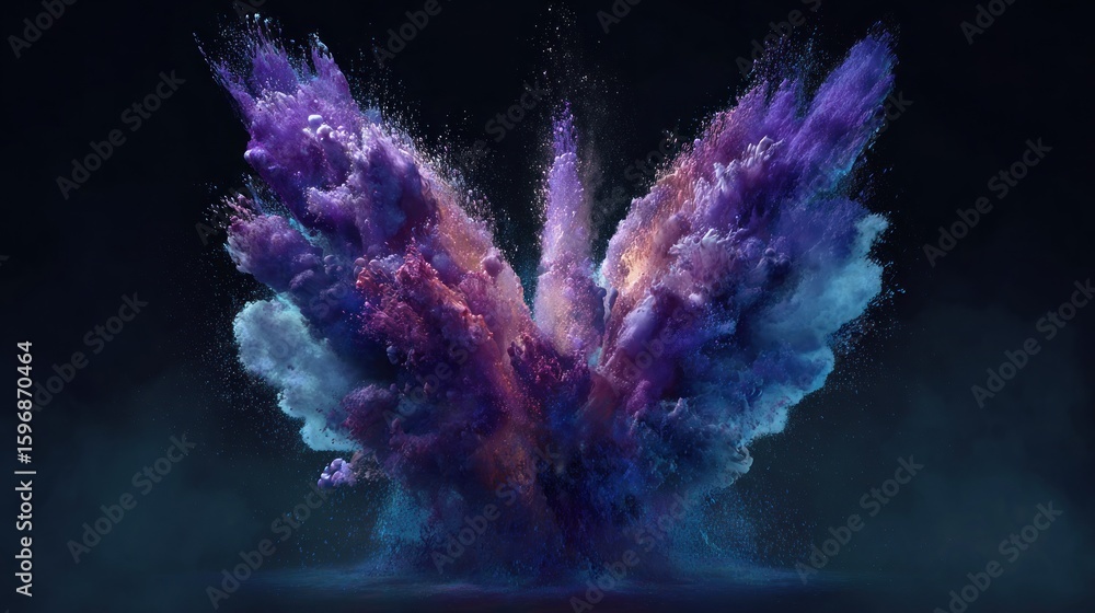 Poster multicolored powder explosion in a dynamic display.