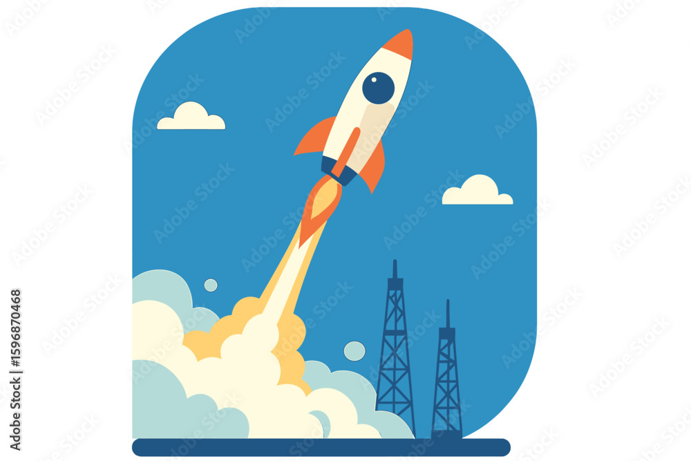 Aufkleber a rocket is depicted soaring upwards on a graph illustrating expansion, embodying the notion of thri