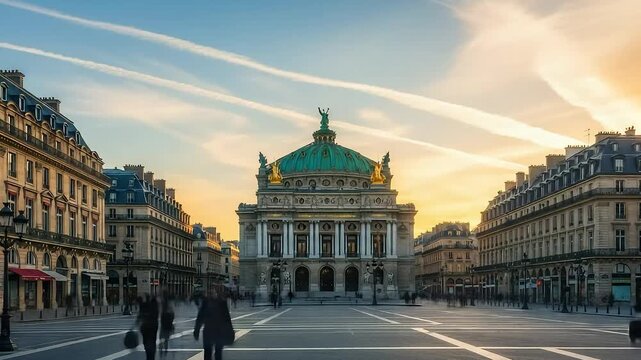 Historic Semperoper Opera House at Sunset