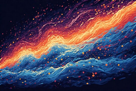 Abstract digital art depicting swirling, vibrant colors and textures, resembling flames and waves. - Powered by Adobe