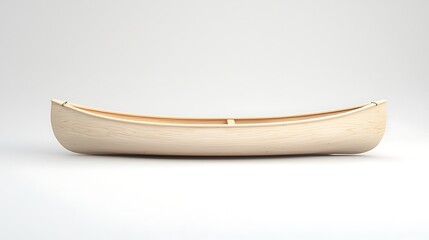 A traditional wooden canoe on a white background