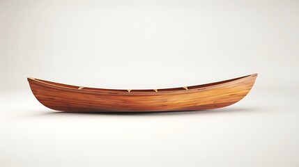 Traditional wooden canoe on a plain background