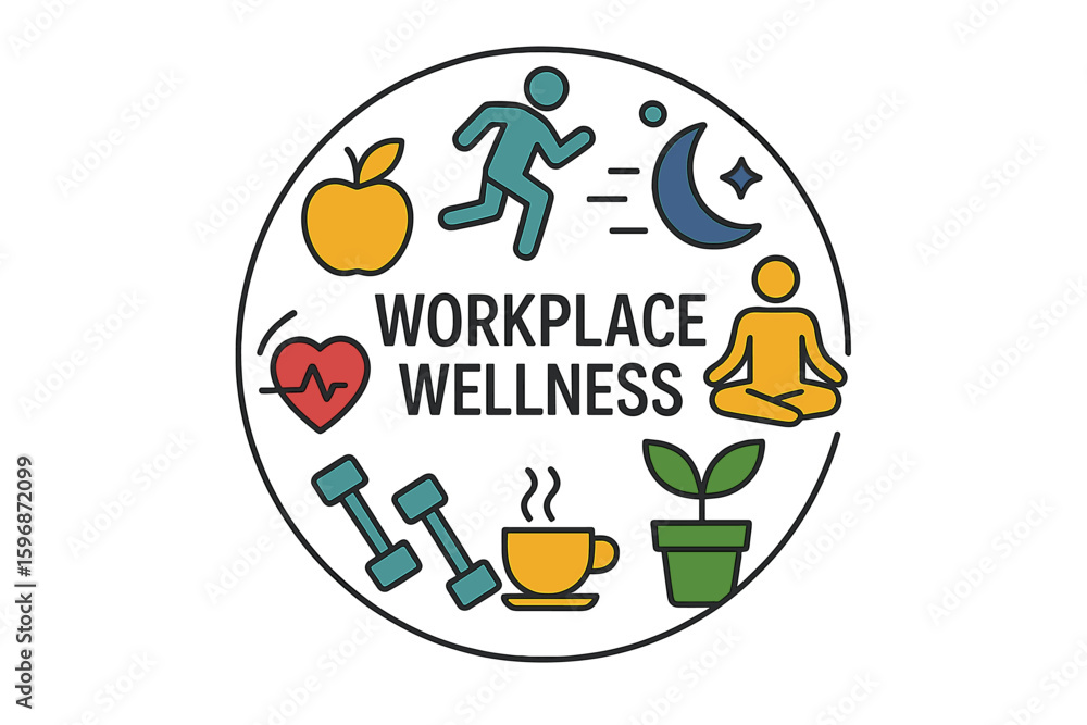 Fototapete minimalistic health promotion concept featuring isolated vector contour icons and thin line graphic 