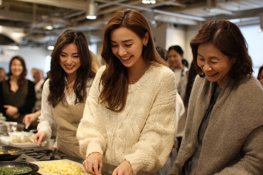 capture essence of lively cooking class where passionate chefs share their culinary secrets