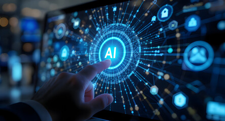 Fototapeta premium Artificial intelligence technology digital display