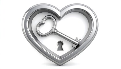 Silver heart-shaped container with key inside