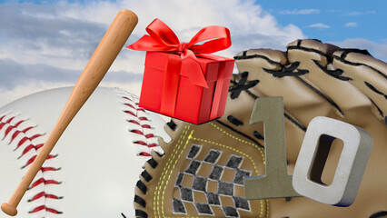 Perfect birthday card for baseball lovers' celebration, age is   10