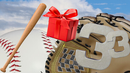 Perfect birthday card for baseball lovers' celebration, age is   33