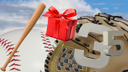 Perfect birthday card for baseball lovers' celebration, age is   35