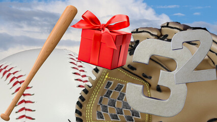 Perfect birthday card for baseball lovers' celebration, age is   32